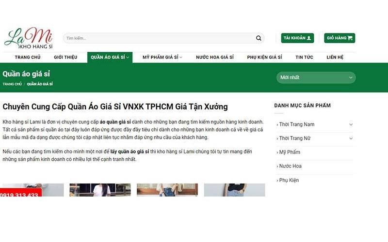 bán quần áo online lấy hàng trên website
